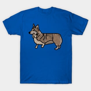 Dog Art Corgi Line and Texture T-Shirt